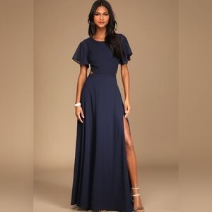 NWOT Lulu's Navy Blue Cutout Maxi Dress Size 2X=20/22